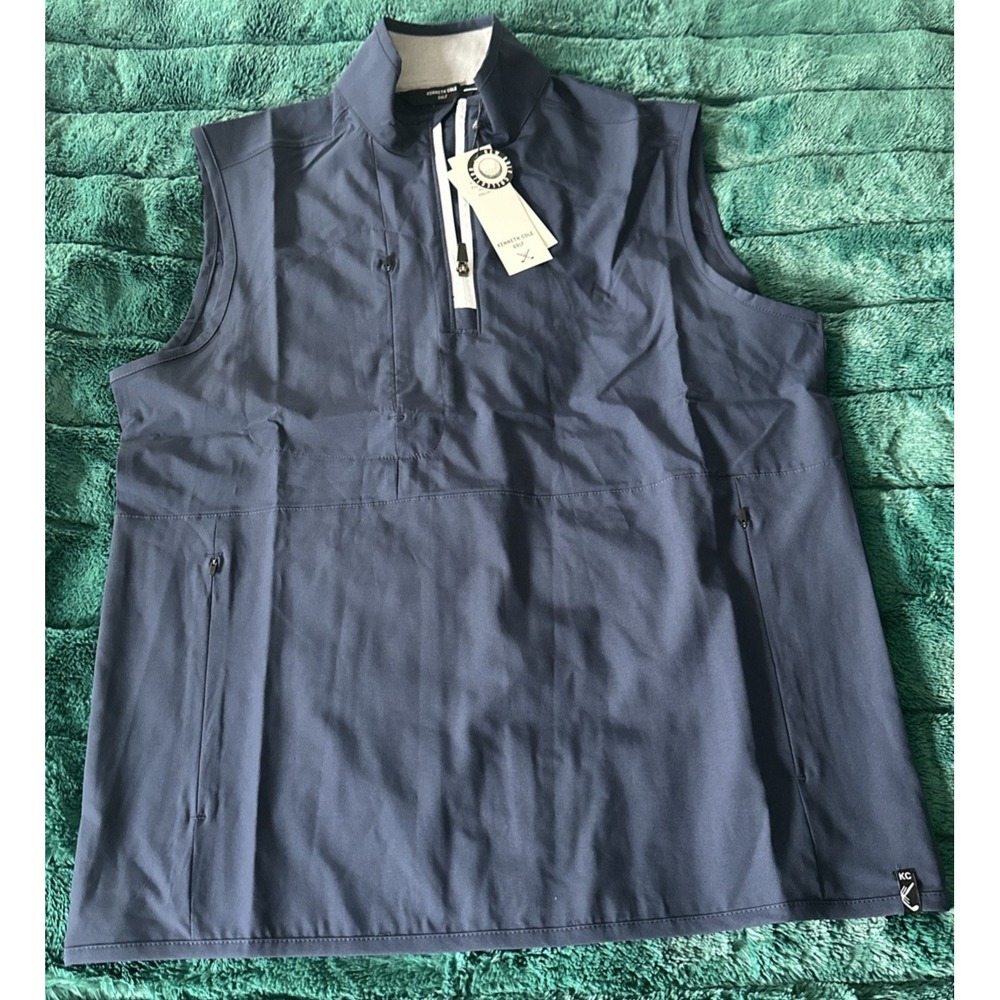Kenneth Cole Men Size Small 1/4 Zip Light Weight Golf Vest Water Resistant‎ Blue